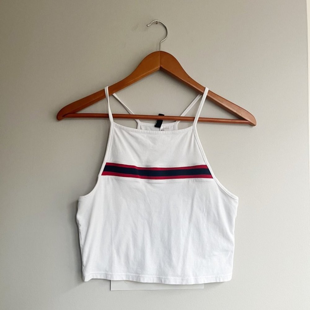 DIVIDED White Tank with Stripe